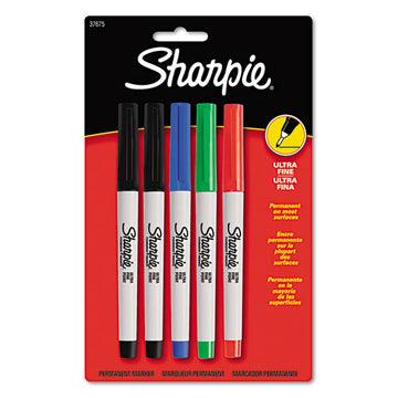 Sharpie® Ultra Fine Tip Permanent Marker, Extra-fine Needle Tip, Assorted Colors, 5-set freeshipping - TVN Wholesale